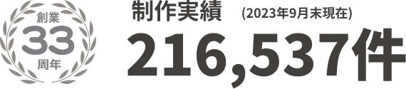 創業33周年　制作実数216,537件