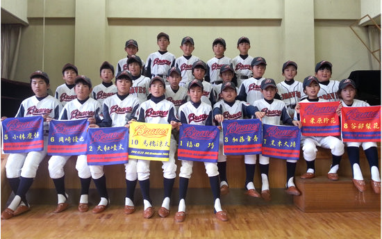 野球チームの卒団式に贈呈したオリジナルフェイスタオル